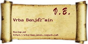 Vrba Benjámin névjegykártya