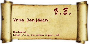 Vrba Benjámin névjegykártya